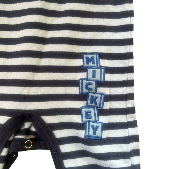 Disney Parks Mickey Mouse Striped Infant One-Piece Romper 6 Month Snap Closures - Picture 2 of 7